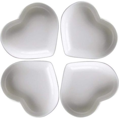 Jhubersproducts – Niedliche herzförmige Keramik-Saucenschale – Mini-Beilagenschalen – Porzellan – Gewürzschalen – Perfektes Geschenk für H (1/5)