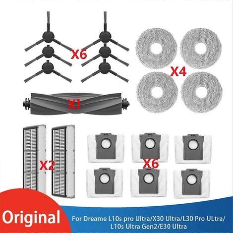 Filtre pour aspirateur brosse pour aspirateur Filtre de brosse pour aspirateur filtre de 19PCS Brosse and Filtre Kit pour L10S Pro X30 L30 Pro L10S Gen2 E30 Ultra Aspirateur Accessoires de remplacemen (1/5)