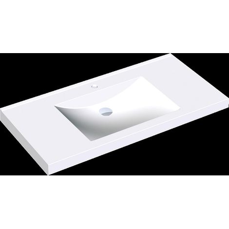 KWC Lavabo individuel, QUADRO, MIRANIT, 1000x125x530 mm, cuve rectangulaire à fond plat (1/2)