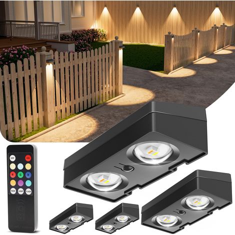 Lampes solaires de clôture avec télécommande, 50 lumens LED, éclairage solaire de clôture, étanche IP65, 10 couleurs RGB, éclairage décoratif durable pour jardin, terrasse, garde-corps (1/5)
