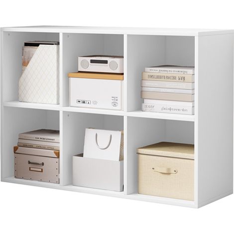 Offenes Regal, Kommode, Würfel 2x3, geräumig, weiß, für Bücher, Büro, modern (1/5)