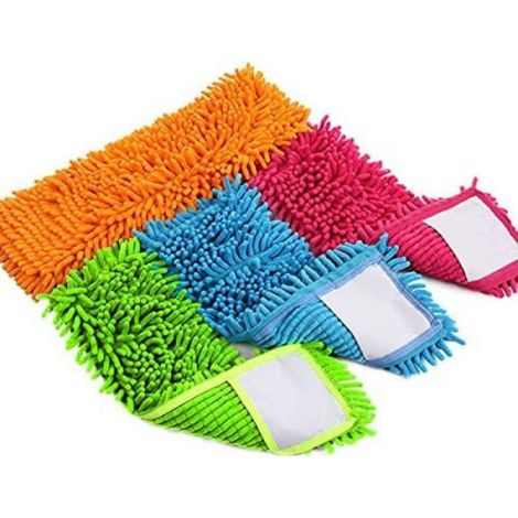 Balai de rechange en microfibre, tête de balai humide et sèche, super absorbant (lot de 4 : 1 rose, 1 vert, 1 orange, 1 bleu) (1/4)