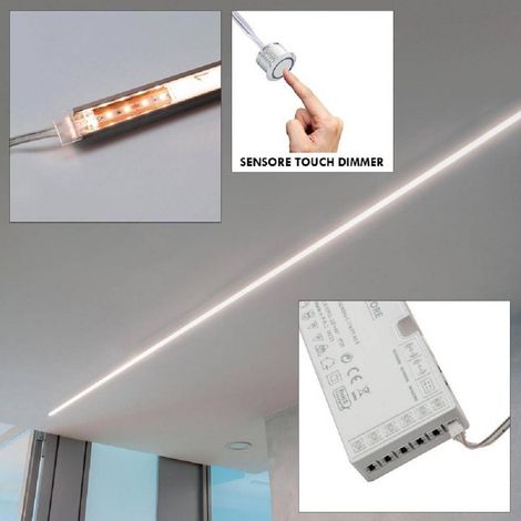 TrAdE Shop Traesio - Kit Barra Led 12w Profilo Alimentatore 24w 12v Luce 4000k Dimmerabile Sensore Touch - (1/5)