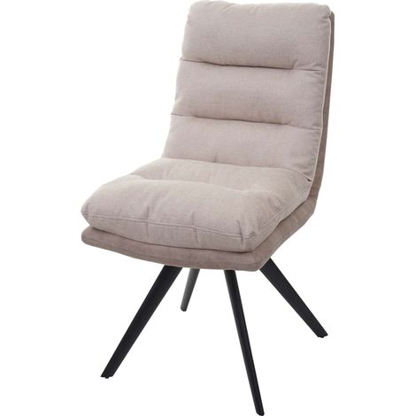 [NEUWERTIG] Esszimmerstuhl HHG-847, Küchenstuhl Stuhl, drehbar Auto-Position Stoff/Textil MVG creme