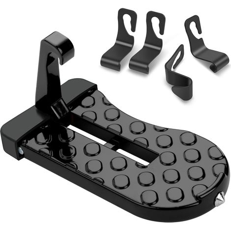 Marchepied de Porte de Voiture, Pédale de Crochet de Véhicule en Forme de U avec Marteau de Sécurité et 4PCS Crochet Stockage Voiture, Marchepieds pour Voiture Accès Toit (Noir) (1/5)