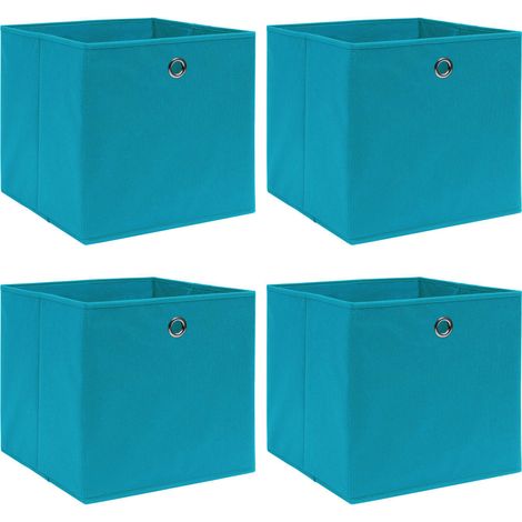 4 pcs Boîtes de rangement, Coffres de rangement Bleu azuré 32x32x32 cm Tissu LKF68586 (1/5)