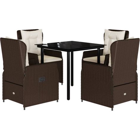 Maison Exclusive - 5-tlg. Garten-Essgruppe mit Kissen Braun Poly