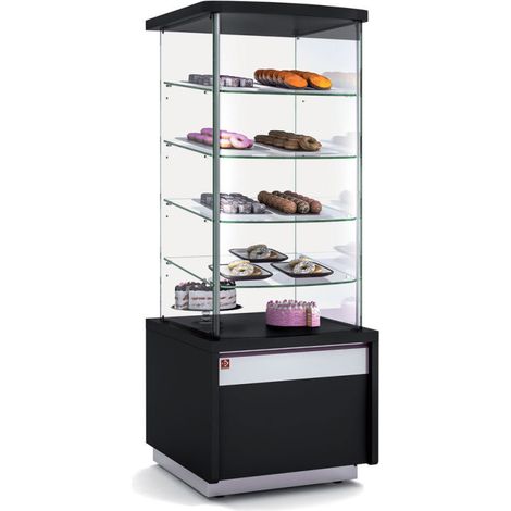 Meuble neutre avec vitrine de présentation haute noir - Diamond