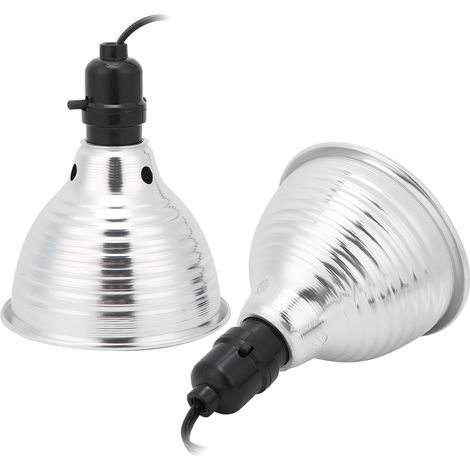 Lot de 2 abat-jour chauffants pour lampe à reptiles avec réflecteur en aluminium amovible, 110-240 V, prise européenne 14 cm (1/5)