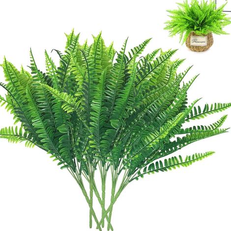 6 Pcs Plante Artificielle,Fausse Plante Verte Boston Fougère Artificielle Plante pour Brise Vue Balcon Plante Artificielle Interieur et Exterieur (1/5)