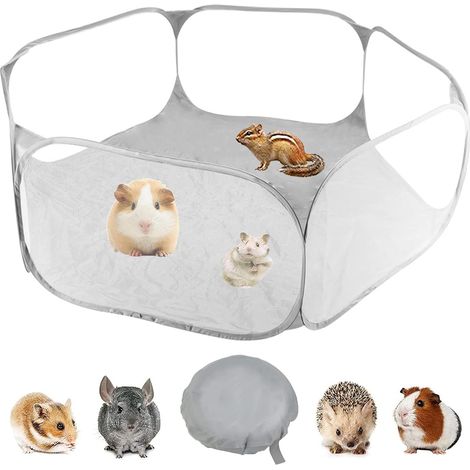 Parc pour Petits Animaux Respirant Parc pour Animaux de Compagnie Pliable Cage Play Tente Clôture d'exercice Portable Tente pour Chiot Chaton Lapin Hamster Chinchillas Cochon d'Inde(Gris) (1/5)