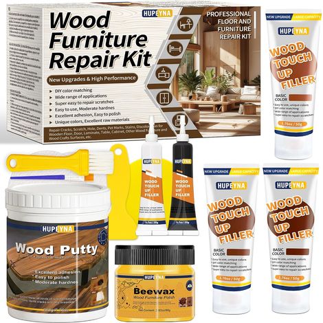 Kit Reparation Bois, Grande Capacité Kit Réparation Parquet - Série Marron  Mastic à Bois et Cire D'abeille Réparer Rayures, Fissures, Trous, Décoloration pour Portes Bois, Tables, Sols Stratifiés, Li (1/5)