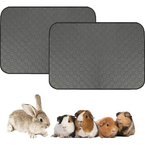 Lot de 2 revêtements en molleton pour cage de cochon d'Inde, chien, chat - Tapis absorbeur d’urine lavable - Imperméable -  - Ultra-absorbant - 45 x 60 cm - Taille S (1/5)