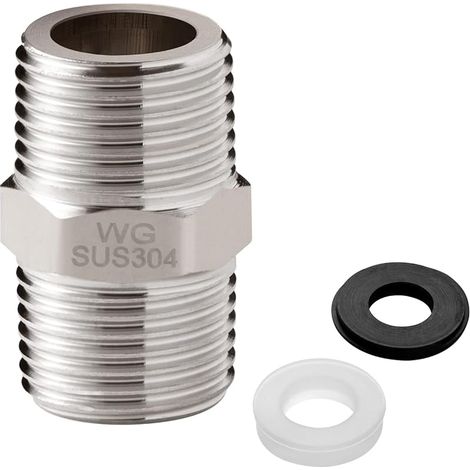 Rallonge de Connecteur de Tuyau de Douche, 1/2 à 1/2, Raccord Flexible de Douche ultra-long, pour la Jonction de deux Tuyaux, Inox Solide, 1 Pce