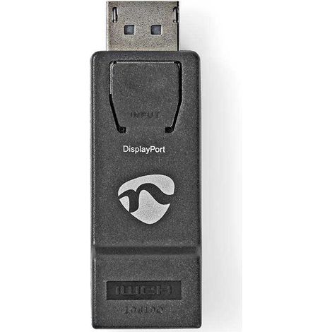 Adaptador displayport displayport macho hdmi hembra 4k30hz niquelado recto redondo abs abs negro caja