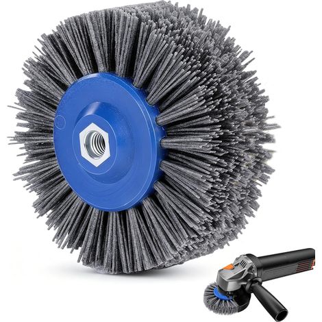 Brosse en nylon M14 grain 120 pour meuleuse d'angle - Brosse satinée Ø 140 mm avec épaisseur de fil de 1,1 mm - pour l'acier inoxydable, l'aluminium et le cuivre - Structure, matification (1/5)