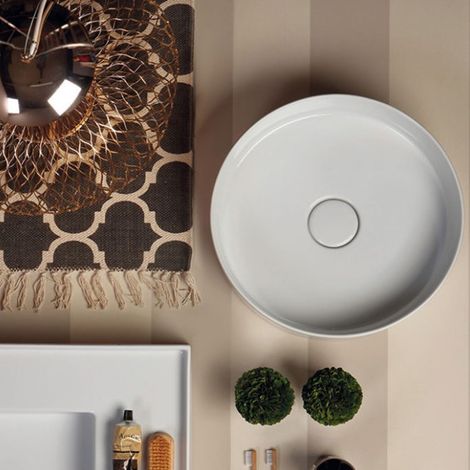 Lavabo, vasque à poser Hide CIRCLE 40cm   Gingembre mat Sans Bonde Siphon Chromé