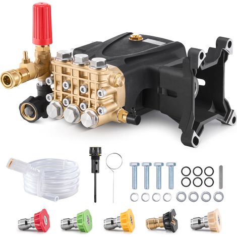VEVOR Pressure Washer Pump, 1" Shaft Horizontal Triplex Plunger, 4200 PSI, 4.2GPM, Replacement Power Washer Pumps Kit with 5 Nozzles, Compatible with Simpson MorFlex 40224, 40225, 40226, Santoprene