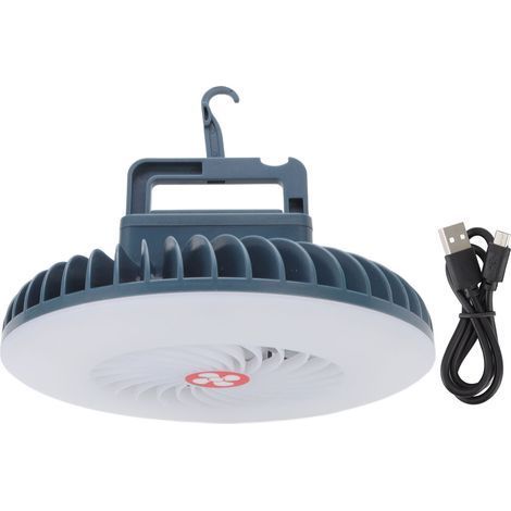 Wiederaufladbarer USB-Campingventilator mit LED-Licht und magnetischer Zelthalterung (1/5)