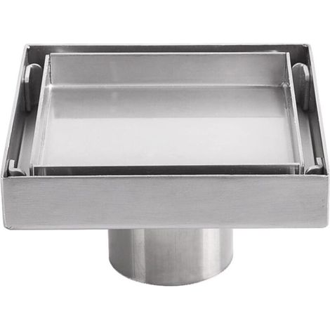 Siphon de sol en acier inoxydable SUS 304 – Drain carré 10 x 10 cm – Capacité de drainage élevée – Anti-odeurs et nuisibles (1/5)