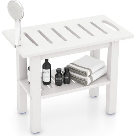 COSTWAY Shower Bench for Inside Shower Waterproof HDPE Bath Stool-White (1/5)