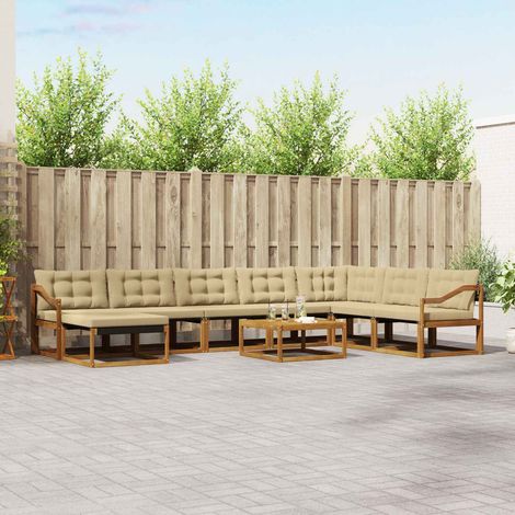 Outdoor-Sofagarnitur 9 pcs Natur und Beige Massivholz Akazie