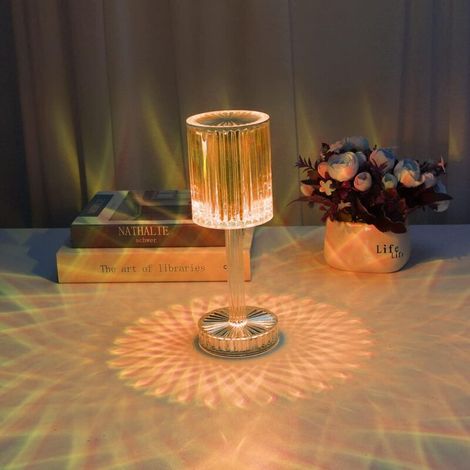 Lampe de table en cristal - Lampe de table LED Diamond avec 16 couleurs - Lumière d'ambiance rechargeable - Tactile et télécommande (1/5)