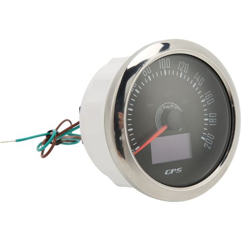 Compteur de vitesse GPS 85 mm avec clignotants, réglable de 0 à 200 km/h, rétroéclairage 7 couleurs, pour voiture, camping-car ou bateau, noir. (1/5)