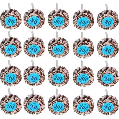 20 Pièces Roue à Lamelles, 80 Grains Papier Abrasif Roue de Polissage Roue à Lamelles Dremel 10mm pour Outil Rotatif (1/5)