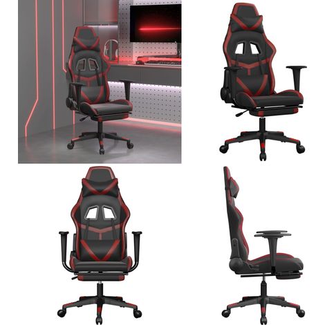 Chaise de jeu avec repose-pied Noir/rouge bordeaux Similicuir - Chaise de jeu avec repose-pied - Chaise de jeu noir rouge bordeaux (1/5)