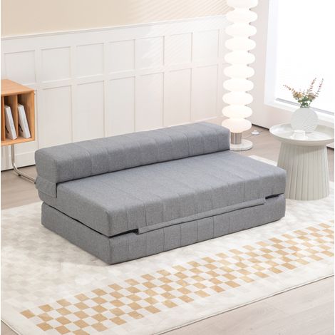 Sofá cama de suelo plegable 193 x 80 x 50 cm en poliéster gris, 250 kg, sin montaje DESVIAE (1/5)