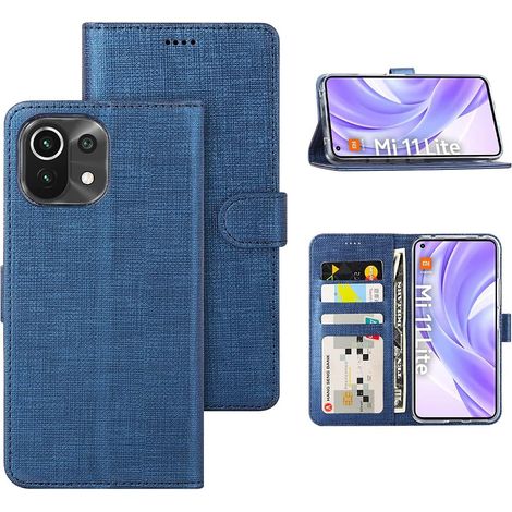 CUSTODIA FLIP PER XIAOMI MI LITE 4G/5G 6.55"" MATERIALE BLU CON TEXTURE (1/5)