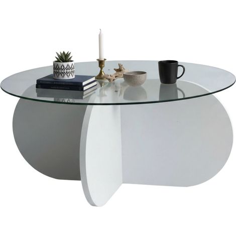 Dmora - Wohnzimmertisch Metis, Niedriger Wohnzimmertisch, Kaffeeregal, Couchtisch für Sofa, 75x75h35 cm, Weiß, mit verstärkter Verpackung