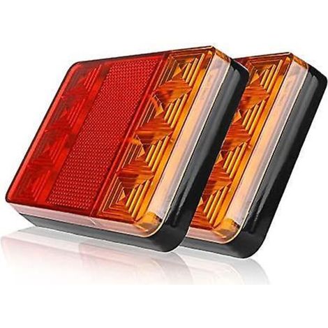 Paquet de 2 feux arrière de remorque, feux arrière de camion de voiture à 8 LED, feux d'avertissement étanches, feux arrière pour remorque