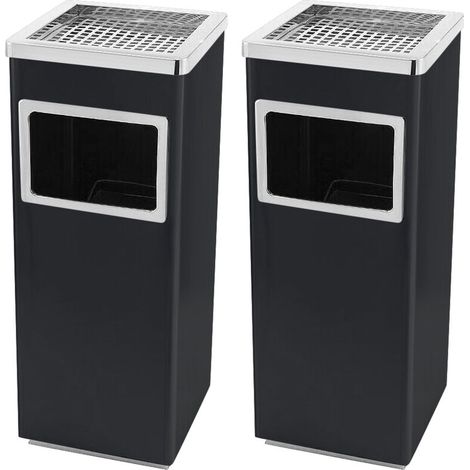 Lot de 2 Poubelle verticale carrée 35L Poubelle de cuisine carrée verticale équipée de porte-cendres seau intérieur amovible 242460cm noir (1/5)