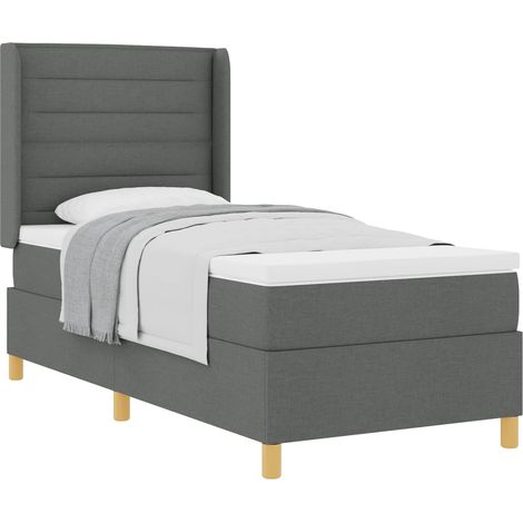 Maison Exclusive - Lit à ressorts avec matelas Gris foncé 80 x 200 cm tissu