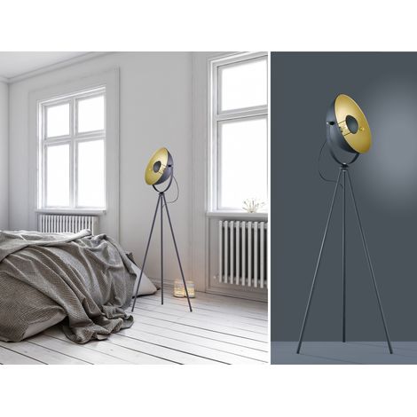Stehleuchte CHEWY 1 flammig Metall Dreibein Schwarz/Gold 160cm