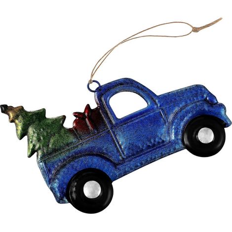 Décoration de sapin de Noël suspendue en tôle de fer, style camion, ornement vintage en forme de voiture, pour la maison, la ferme, le centre commercial ou la boutique. Cadeau idéal. (1/5)