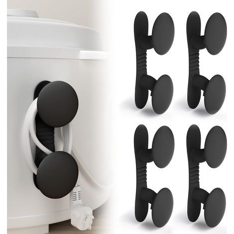Lot de 4 Pièces Organisateur de Câble, Organisateur de Cordon, Organisation des fils électriques, Auto Adhésif, Stick on Appareils de Cuisine, Mélangeur, Friteuse à Air, Cafetière (4Noir) (1/5)