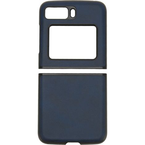 Étui de téléphone en cuir de vachette bicolore pour téléphone pliable Moto Razr 2022, coque résistante aux rayures, bleu. (1/5)