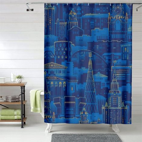 Rideau de douche imprimé, œillets plastique résistants, 90x180 cm (1/5)