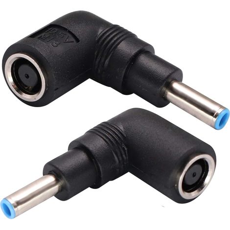 Adaptateur Secteur Ordinateur 90° 2 Pièces,7,4x5,0mm Femelle vers 4,5x3,0mm Mâle, Remplacement Alimentation Ordinateur Portable HP (1/5)