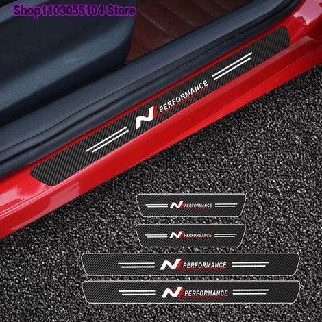 (Universel) 4 autocollants de seuil de porte haute performance en fibre de carbone pour Hyundai i30,i20,i10,i40,Tucson,Kona,Sonata,Veloster,Elantra (1/3)