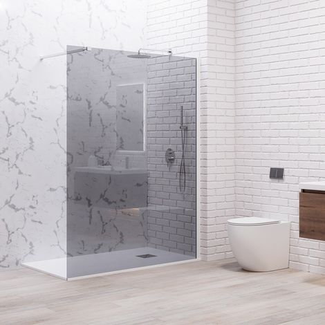 Doccia walkin 80 cm vetro fume profilo bianco  KW1000FB kamalu