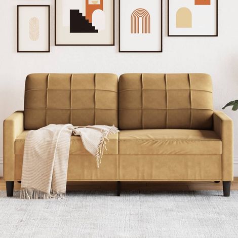 vidaXL Canapé à 2 places Marron 140 cm Velours (1/5)
