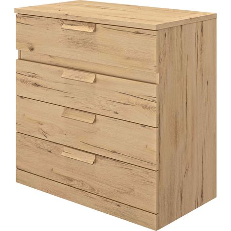 Commode 4 tiroirs en bois imitation chêne clair - CO5030 (1/3)