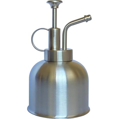 Botella pulverizadora de acero inoxidable para plantas - Regadera pequeña - Herramientas de jardinería modernas para plantas de interior en maceta - Riego y pulverización (Plata, 0,3 L)