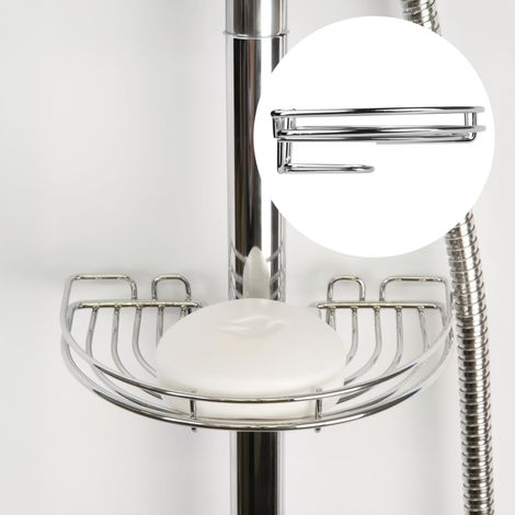 Plaquét antirouille en Acier Doux Facile à Installer Colonne de Douche Savon Panier, Chrome (1/5)