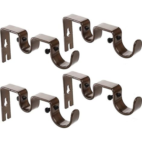 Support double pour tringle à rideaux, robuste et durable, support de tringle de 4,1 cm (1 5/8 po), non réglable, lot de 3, marron (1/5)