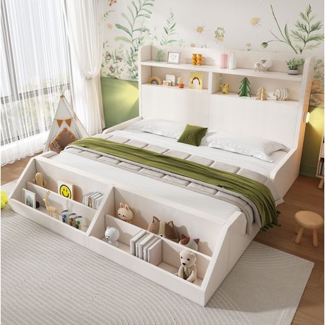 Letto matrimoniale legno con libreria 140x200 OKMYHOME (1/5)